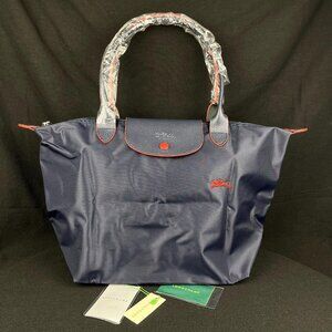 NWT Longchamp Le Pliage Original Large Shoulder Nylon Bag Tote Navy